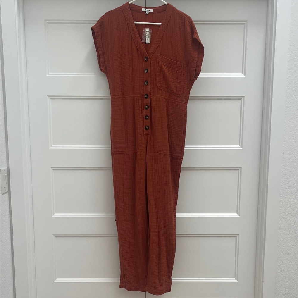Rust Button-Down Jumpsuit